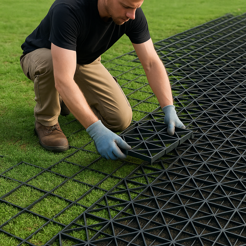 EarthPress Grass Grids – Heavy-Duty Driveway Reinforcement 30 Tonne Load Eco-Friendly Parking Solution